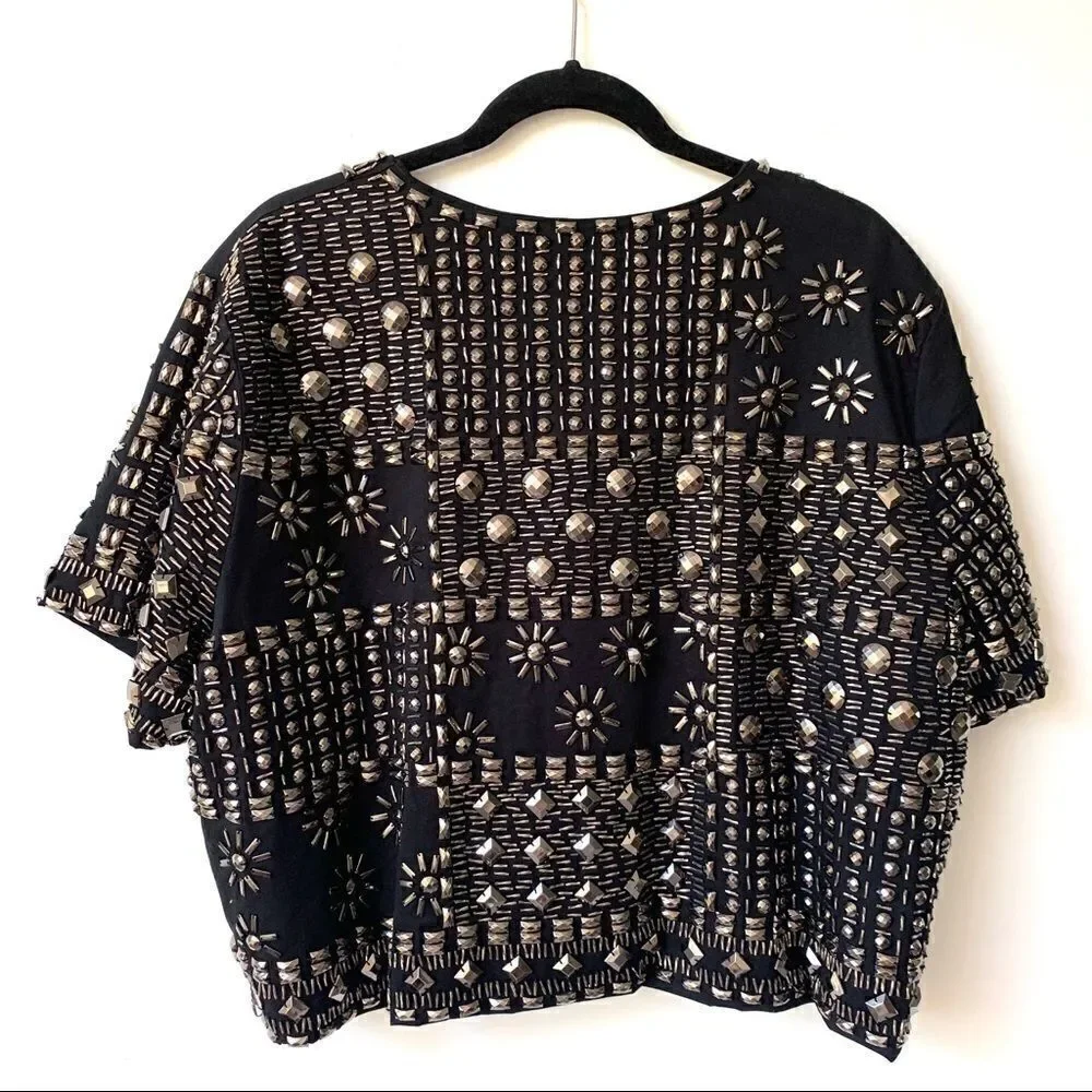 Studded Metallic Metal Short Sleeve Jacket